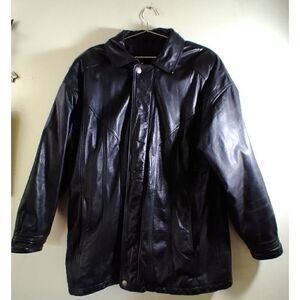 Wilson's Leather Coat Size Medium Black Bottom Button Need Fix